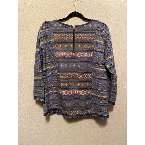 Multicolor Patterned & Embroidered Lucky Brand Long Sleeve Sweater - Picture 4 of 6